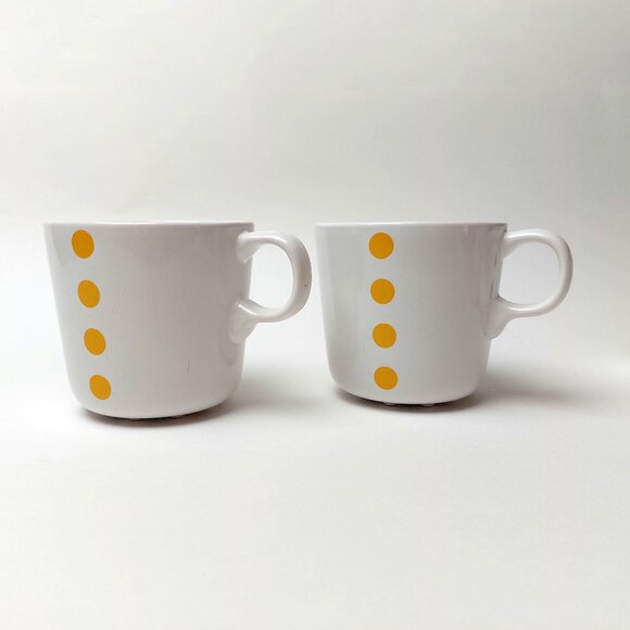 2x IKEA UNGDOM Stackable Coffee Tea Cups Mugs Yellow Polka Dot 15199 - Picture 1 of 5